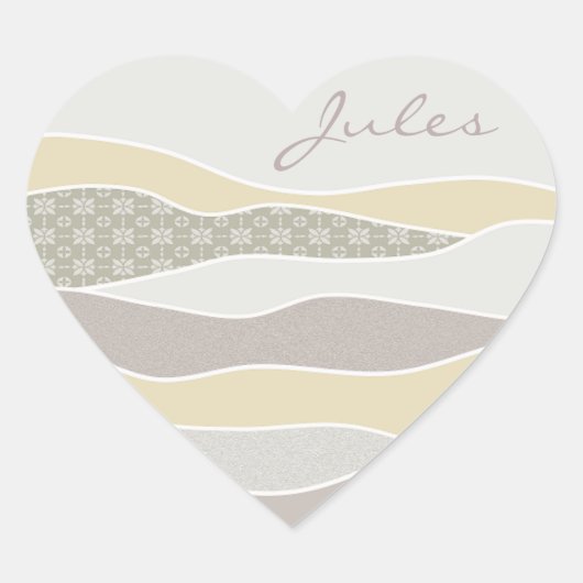 Roze Geel Groen Gebogen Streep Abstracte Wave Naam Hart Sticker (Voorkant)