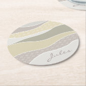 Roze Geel Groen Gebogen Streep Abstracte Wave Naam Ronde Kartonnen Onderzetter (Gebogen)