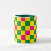 Roze Geel Groen Geruit Patroonontwerp Mok (Midden)