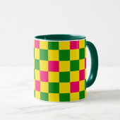 Roze Geel Groen Geruit Patroonontwerp Mok (Voorkant rechts)