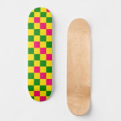Roze Geel Groen Geruit Patroonontwerp Persoonlijk Skateboard (Voorkant)