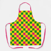 Roze Geel Groen Geruit Patroonontwerp Schort (Voorkant)