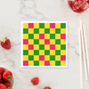 Roze Geel Groen Geruit Patroonontwerp Servet