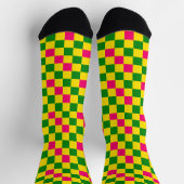 Roze Geel Groen Geruit Patroonontwerp Sokken (Top)