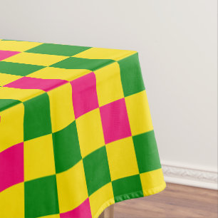 Roze Geel Groen Geruit Patroonontwerp Tafelkleed