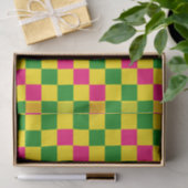 Roze Geel Groen Geruit Patroonontwerp Tissuepapier (Geschenk)