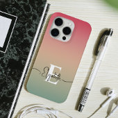 Roze Geel & Groen Gradiënt Script Naam Monogram iPhone Hoesje