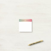 Roze Geel & Groen Gradient Zwart Typografie Naam Post-it® Notes (Op bureau)