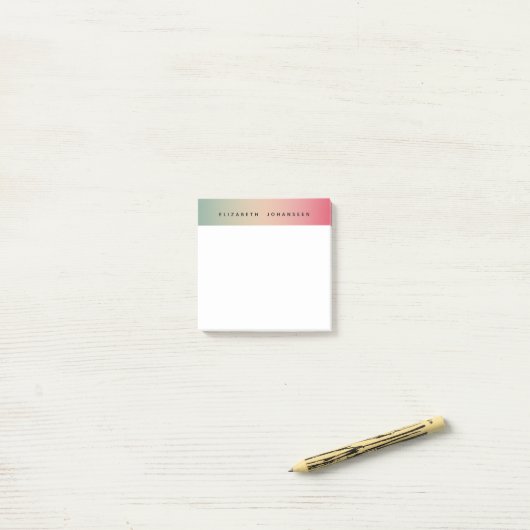 Roze Geel & Groen Gradient Zwart Typografie Naam Post-it® Notes (Op bureau)