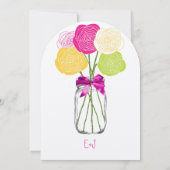 Roze Geel Groen Modern Mason Jar Floral Invite Kaart (Achterkant)