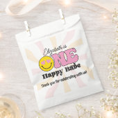 roze geel groovy een gelukkig babe eerste verjaard bedankzakje (Geknipt)