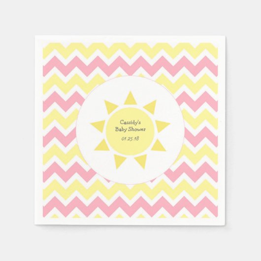 Roze Geel Je bent mijn zonneschijn themafeest Servet (Voorkant)