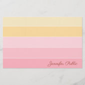 Roze Geel Kleur Harmonie Handschrift Script Naam Briefpapier (Voorkant)