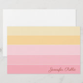 Roze Geel Kleur Harmonie Handschrift Script Naam Briefpapier (Voorkant / Achterkant)