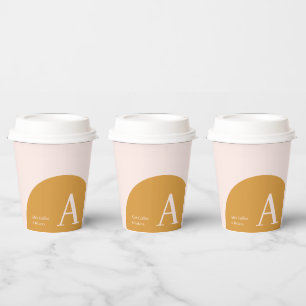 Roze & Geel   Kleurblok Zakelijke Custom Koffie Papieren Bekers