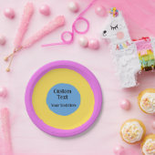 Roze Geel Lichtblauw Levendig Ontwerp Aangepaste T Papieren Bordje (Feest)