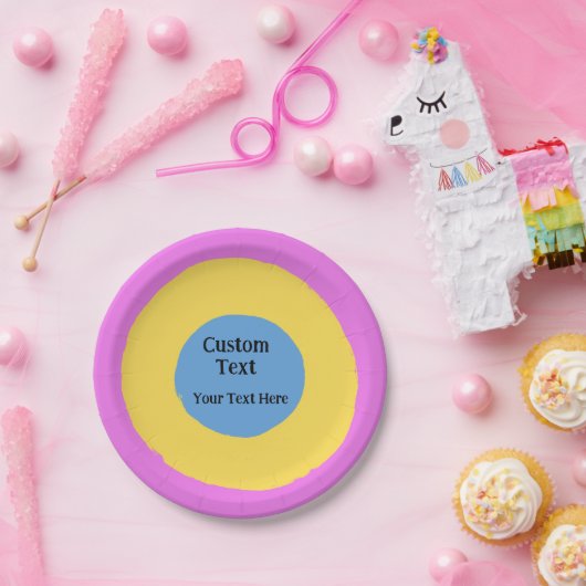 Roze Geel Lichtblauw Levendig Ontwerp Aangepaste T Papieren Bordje (Feest)