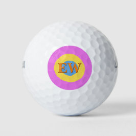 Roze Geel Lichtblauw Monogram Aangepaste Tekst Golfballen
