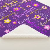 Roze geel meisjes naam Evelyn bloemendeken Schatti Sherpa Deken (3/4)