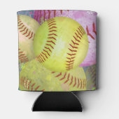 Roze Geel Meisjes Softball Blikjeskoeler (Achterkant)