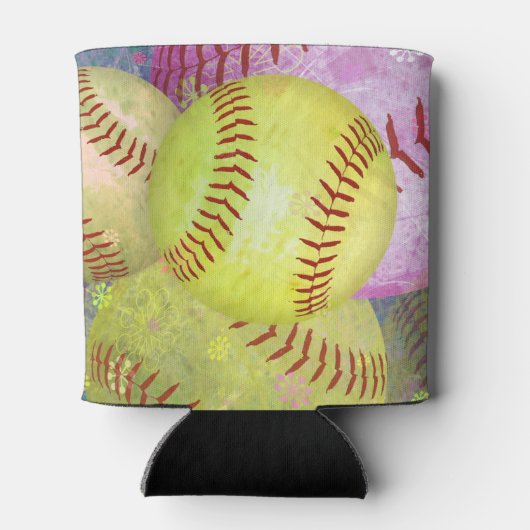 Roze Geel Meisjes Softball Blikjeskoeler (Achterkant)