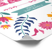 Roze Geel Mexicaans Feest Nacho Bar Bord Poster (Hoek)