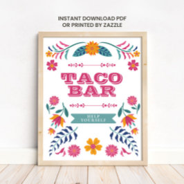 Roze Geel Mexicaans Fiesta Taco Bar Bord Poster