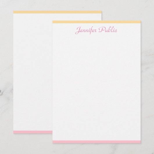Roze Geel Modern Handgeschreven Naam Sjabloon (Voorkant / Achterkant)