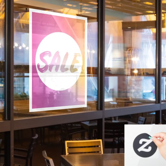Roze Geel Ombre SALE Teken Venster Cling Raamsticker (Restaurant Raam)