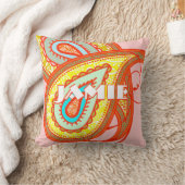 Roze Geel Oranje Aqua Mint Paisley Kussen (Deken)