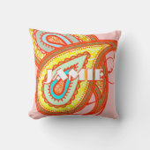 Roze Geel Oranje Aqua Mint Paisley Kussen (Voorkant)