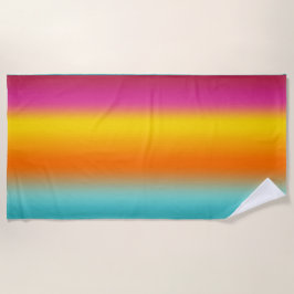 Roze, Geel, Oranje, Blauwgroen verloopkleur Strandlaken
