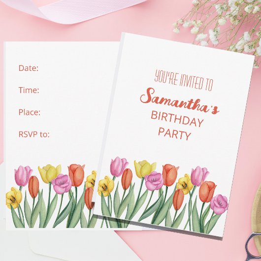 Roze geel Oranje bloementulpen Kaart