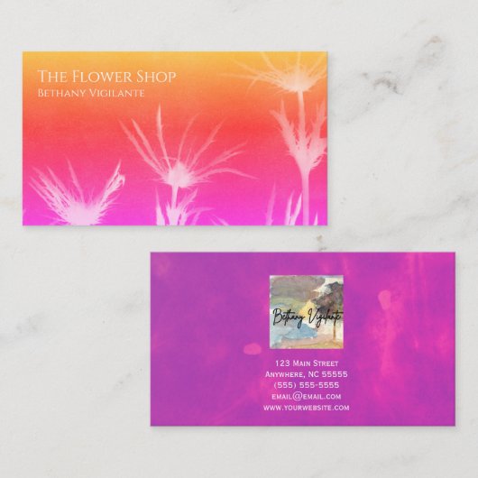 Roze geel Oranje Flower Visitekaartje (Voorkant / Achterkant)