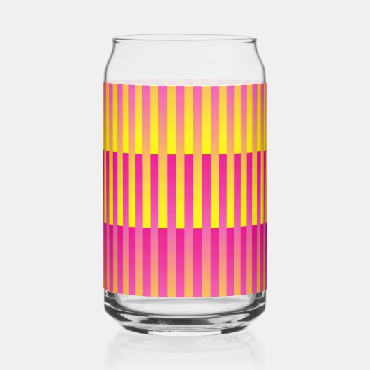 Roze geel Oranje gestreept Blikvorm Glas (Voorkant)