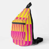 Roze Geel Oranje Gestreept Patroon Sling Bag (Rechterhoek)