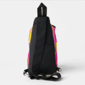 Roze Geel Oranje Gestreept Patroon Sling Bag (Achterkant)