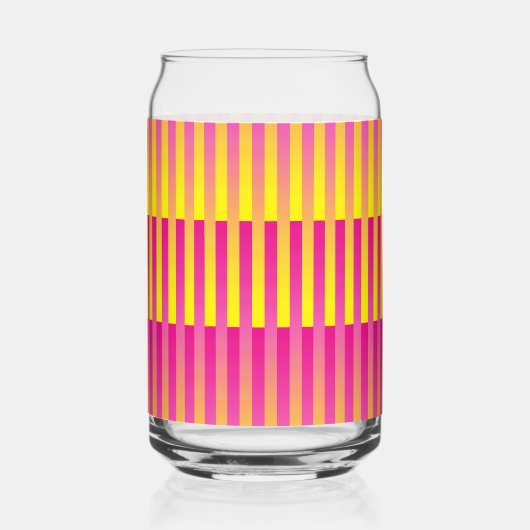 Roze Geel Oranje Gestreepte Blikvorm Glas (Voorkant)