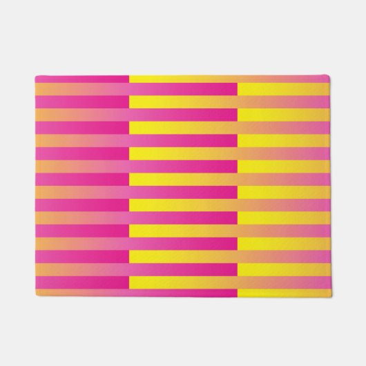 Roze Geel Oranje Gestreepte Patroon Deurmat (Voorkant)