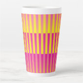 Roze Geel Oranje Gestreepte Patroon Latte Mok (Voorkant)