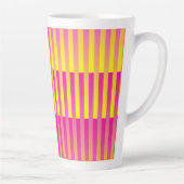 Roze Geel Oranje Gestreepte Patroon Latte Mok (Rechts)
