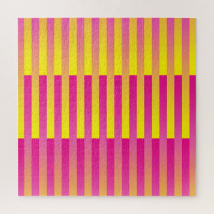 Roze Geel Oranje Gestreepte Patroon Legpuzzel