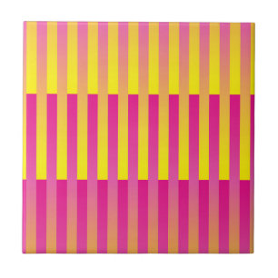 Roze Geel Oranje Gestreepte Patroon Tegeltje