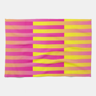 Roze Geel Oranje Gestreepte Patroon Theedoek