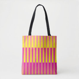 Roze Geel Oranje Gestreepte Patroon Tote Bag