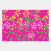 Roze Geel Oranje wilde bloemen Boho Bloem Inpakpapier Vel (Voorkant)