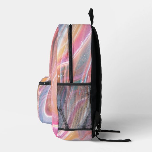  Roze Geel Paars Blauw Marmer Voeg Monogram toe Bedrukte Rugzak (Rechts)