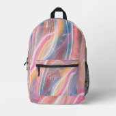  Roze Geel Paars Blauw Marmer Voeg Monogram toe Bedrukte Rugzak (Voorkant)