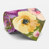 Roze Geel Paars Groen Lente Bloem Motief Necksjaal Stropdas (Opgerold)
