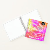 Roze, Geel, Paars, Persoonlijke Word Art Name Notitieboek (Binnen)